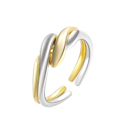 LUXE CROSS RING SET(WhiteGold x Gold)