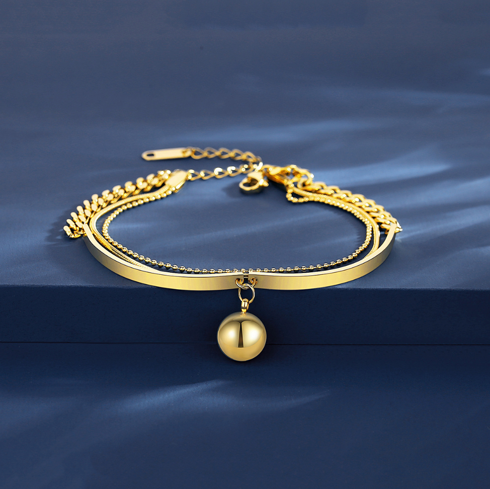 BALL TRIPLE CHAIN BRACELET