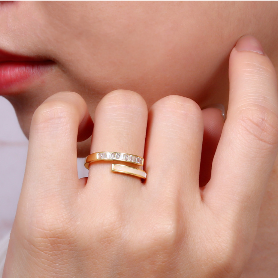 WHITE ZIRCONIA CROSS RING