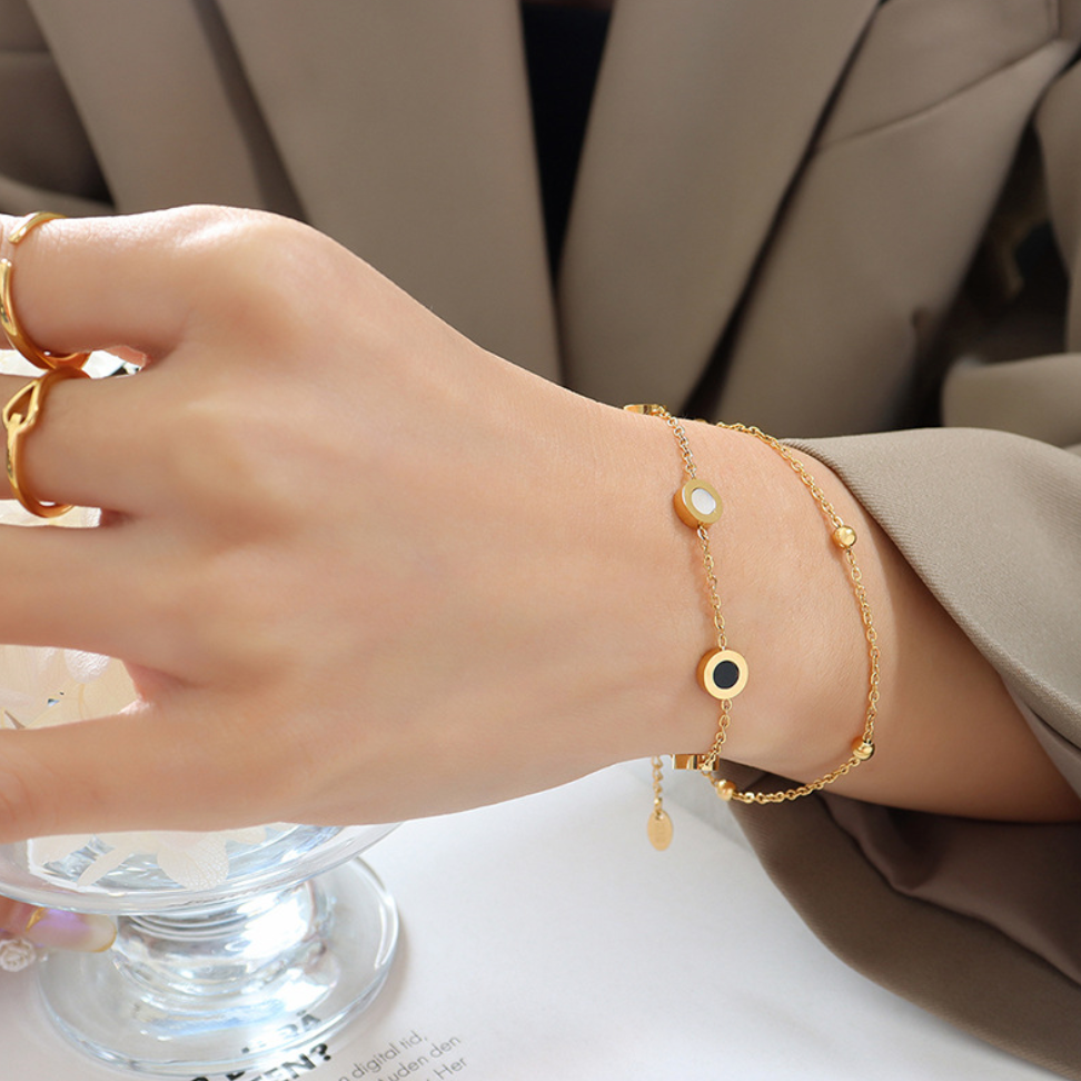 PLATE DOUBLE BRACELET(全2色)