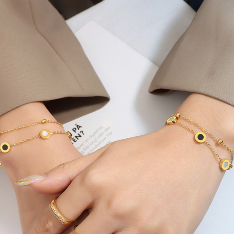 PLATE DOUBLE BRACELET(全2色)