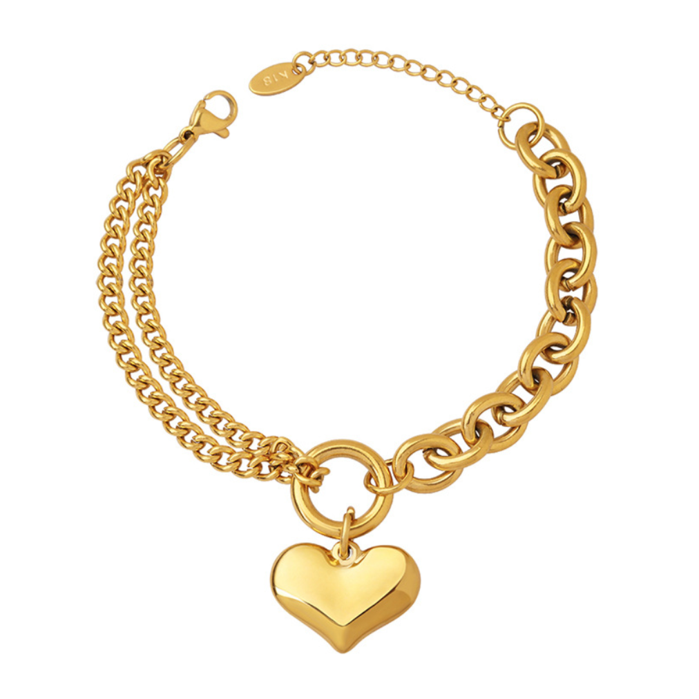 MIX CHAIN HEART BRACELET(全3色)