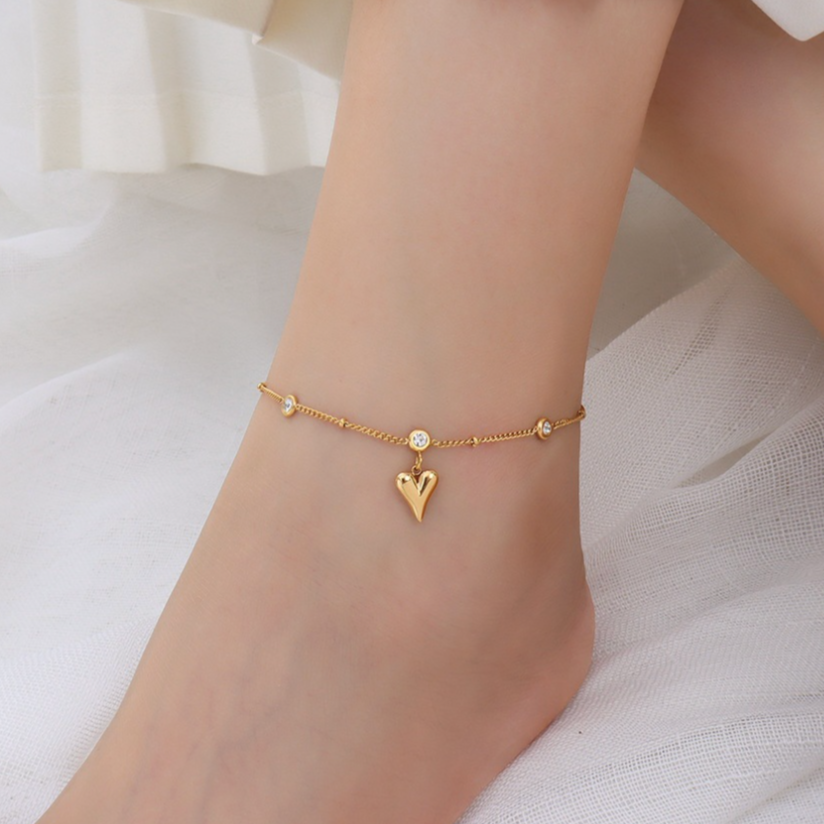 ZIRCONIA HEART ANKLET