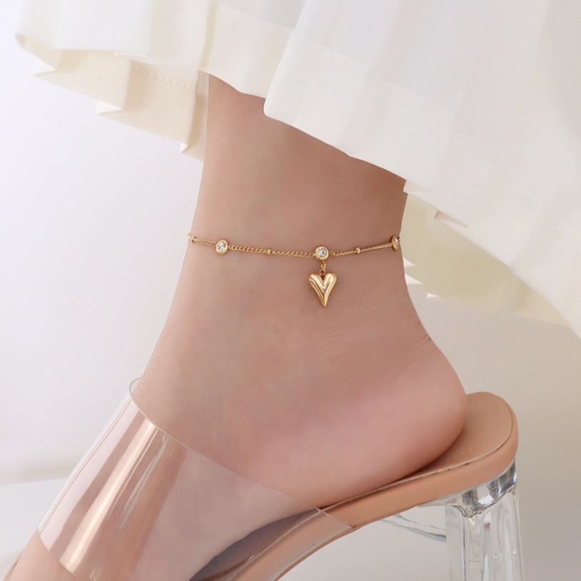 ZIRCONIA HEART ANKLET