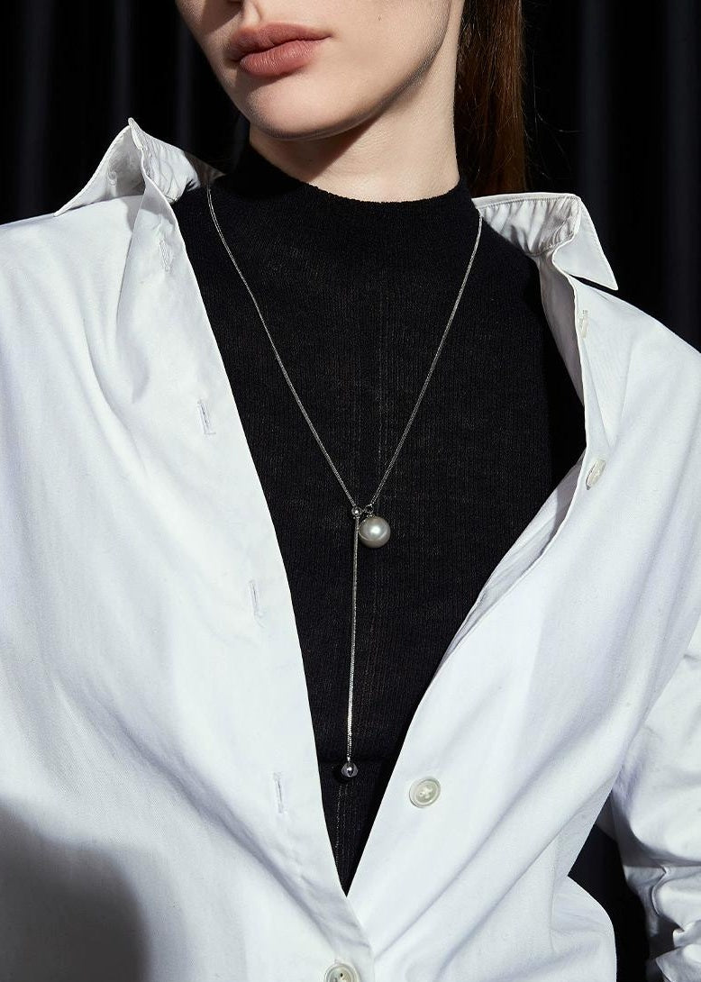 GRAY PEARL TASSEL NECKLACE