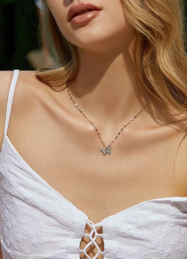 SILVER BUTTERFLY PENDANT NECKLACE
