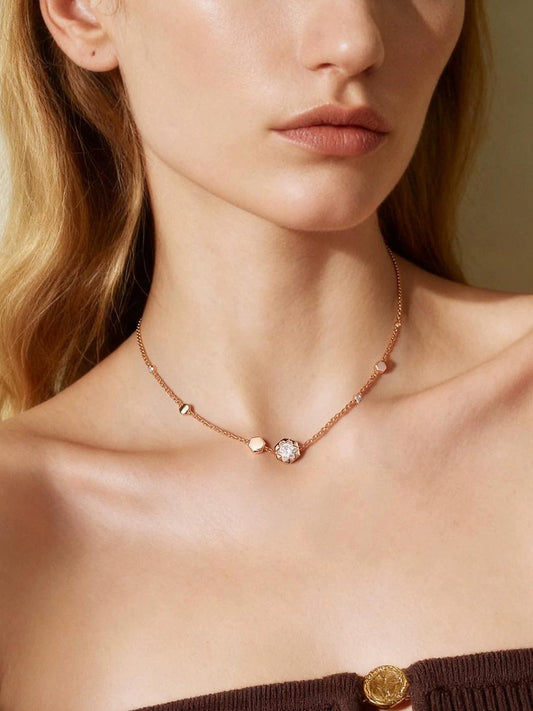 ROSE GOLD ZIRCONIA COLLARBONE NECKLACE