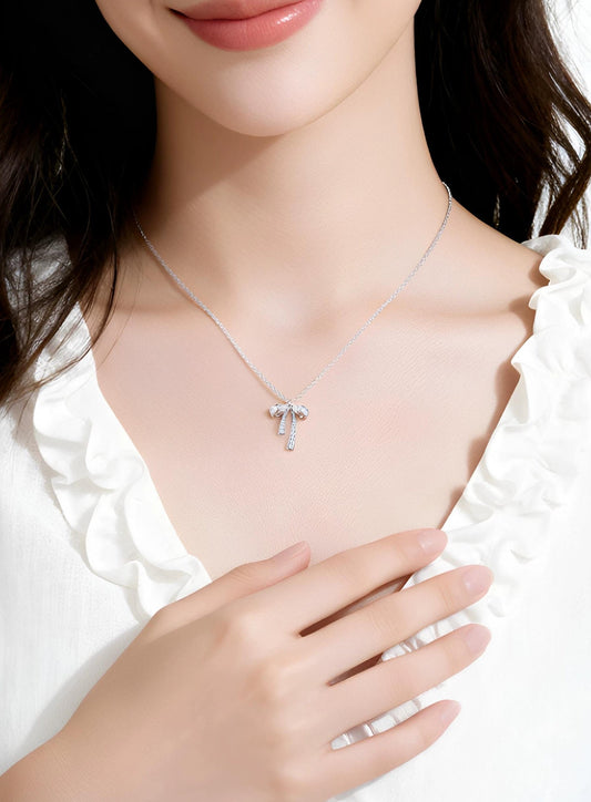 SILVER BOW COLLARBONE NECKLACE