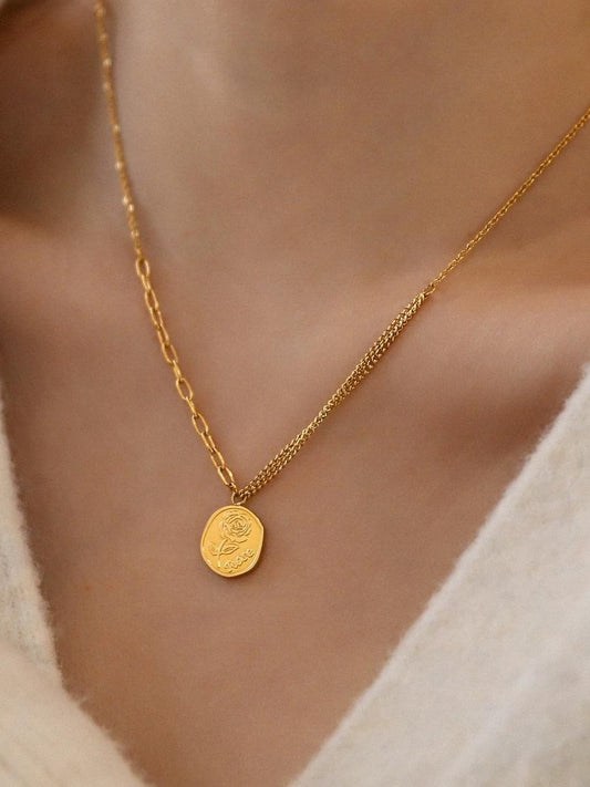 LUXURY ROUND-PLATE CHAIN NECKLACE