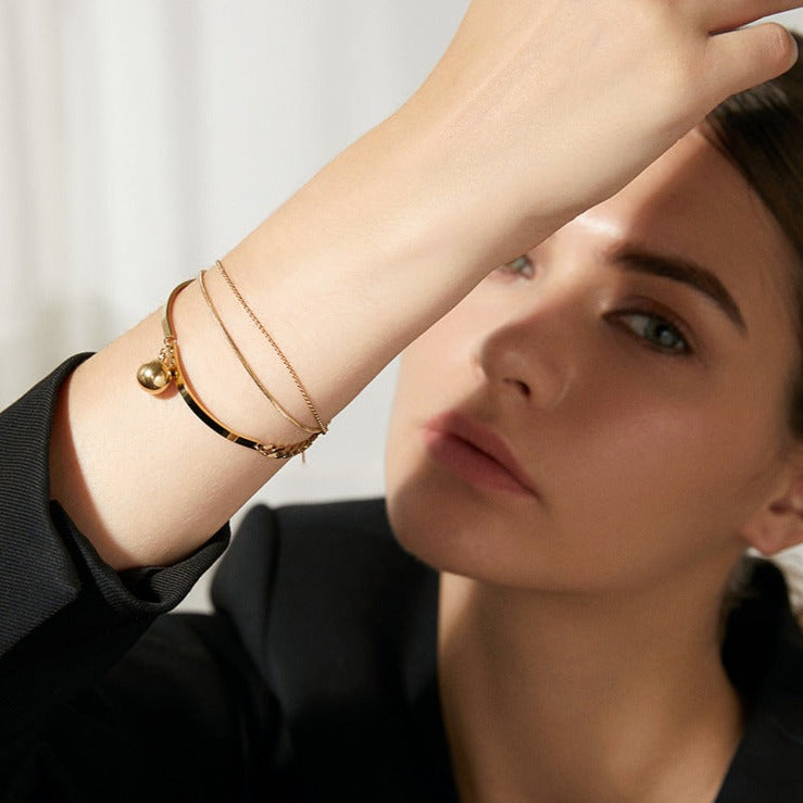 BALL TRIPLE CHAIN BRACELET