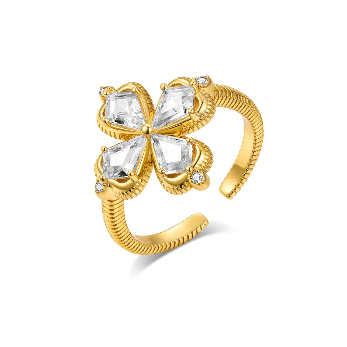 VINTAGE GOLD CLOVER RING SET