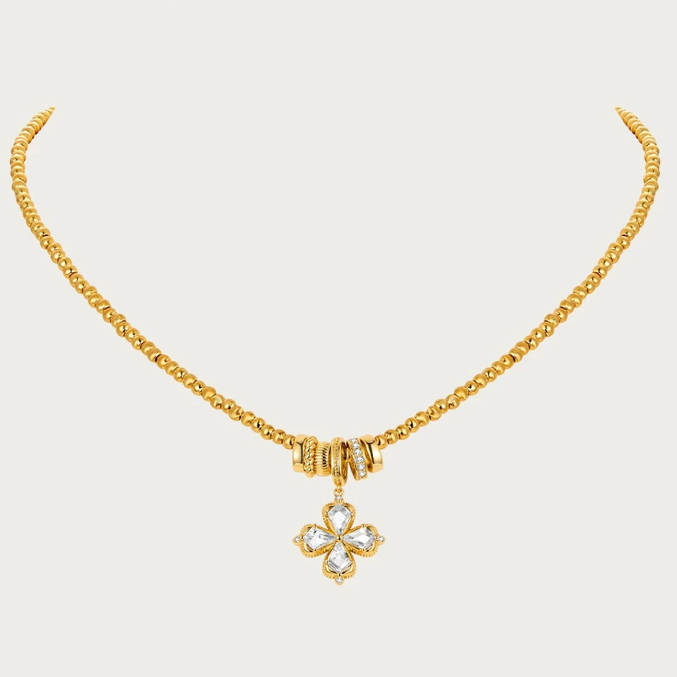 GOLD CLOVER NECKLACE SWEATER CHAIN