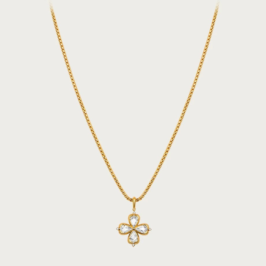 GOLD CLOVER NECKLACE SWEATER CHAIN