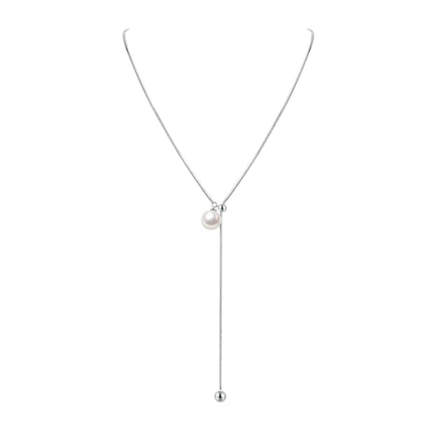 GRAY PEARL TASSEL NECKLACE