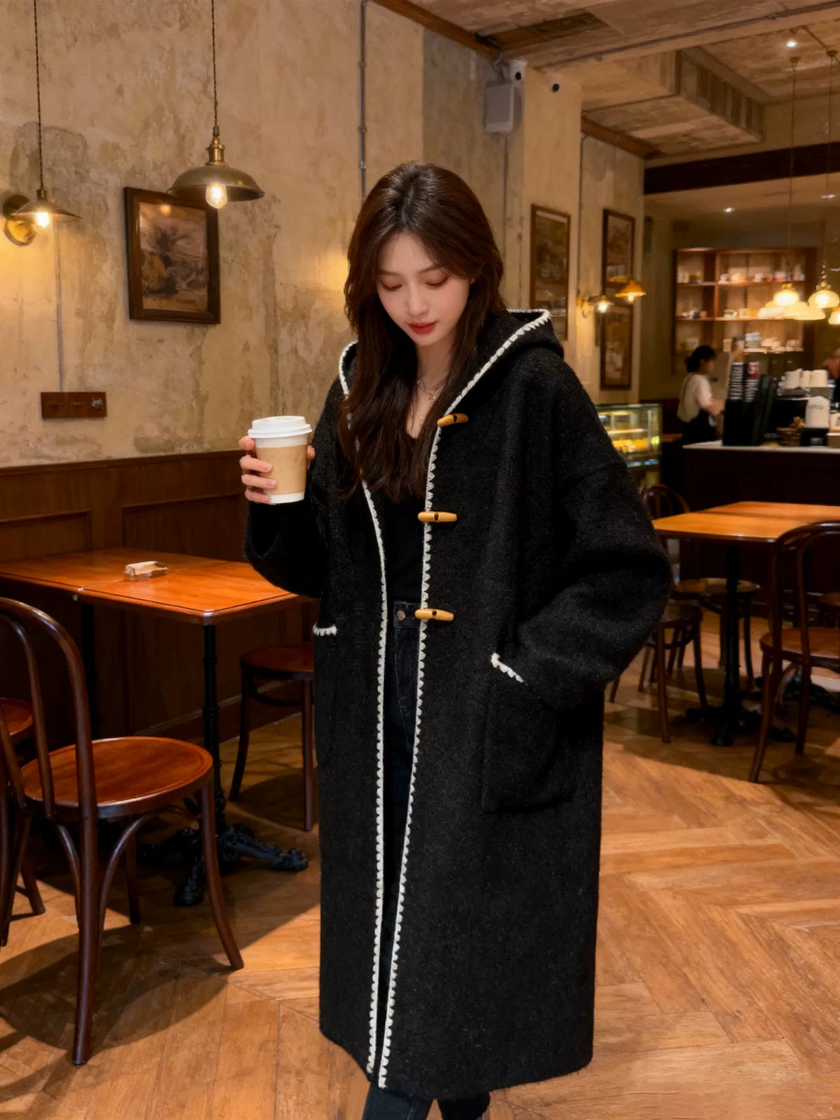 HOODED KNIT SWEATER JACKET