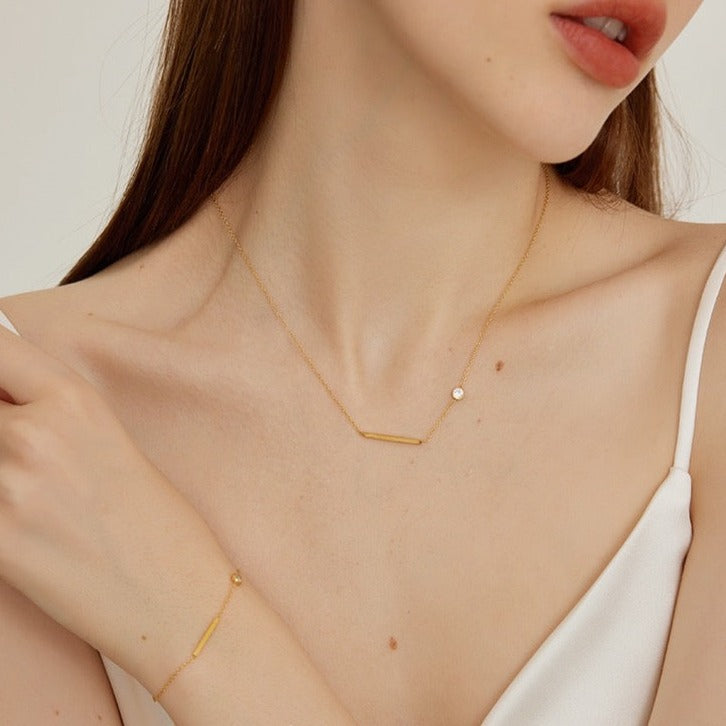 【LOEM】 GOLD ZIRCONIA BRACRET