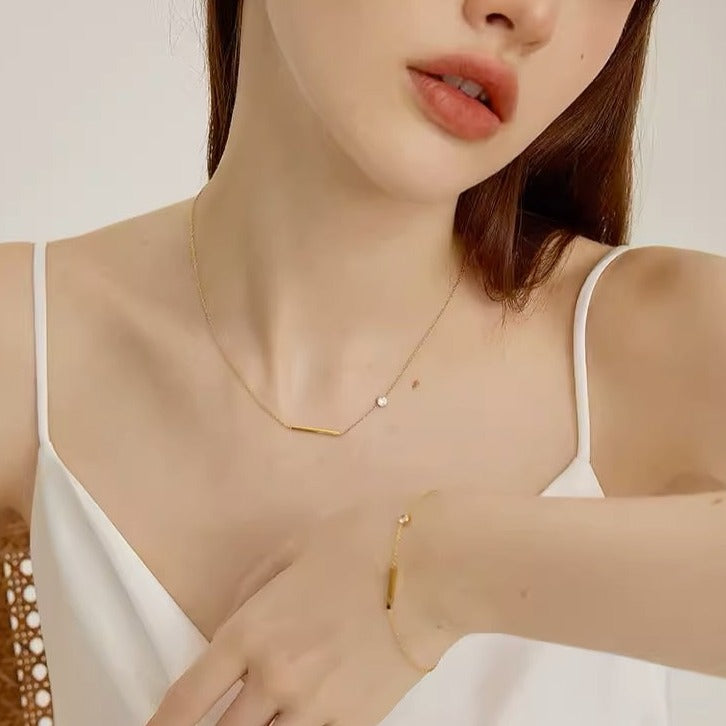 【LOEM】 GOLD ZIRCONIA  NECKLACE