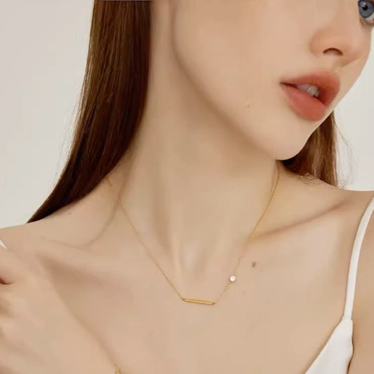 【LOEM】 GOLD ZIRCONIA NECKLACE