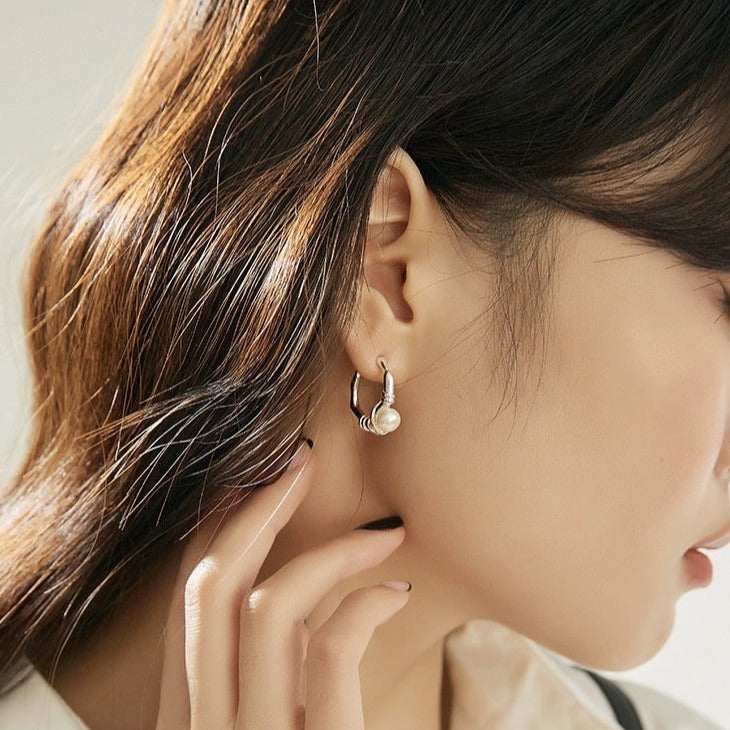【LOEM】HOOP PEARL PIERCE(全2色)