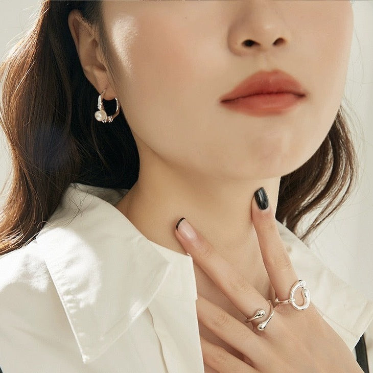 【LOEM】HOOP PEARL PIERCE(全2色)