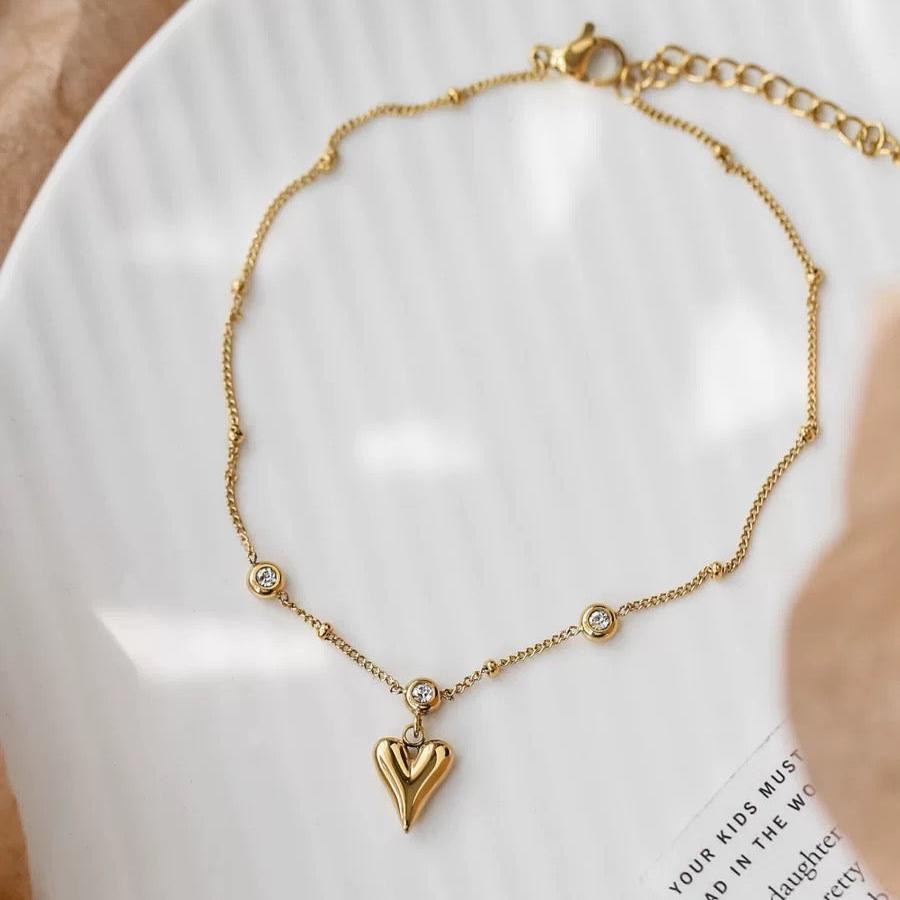ZIRCONIA HEART ANKLET