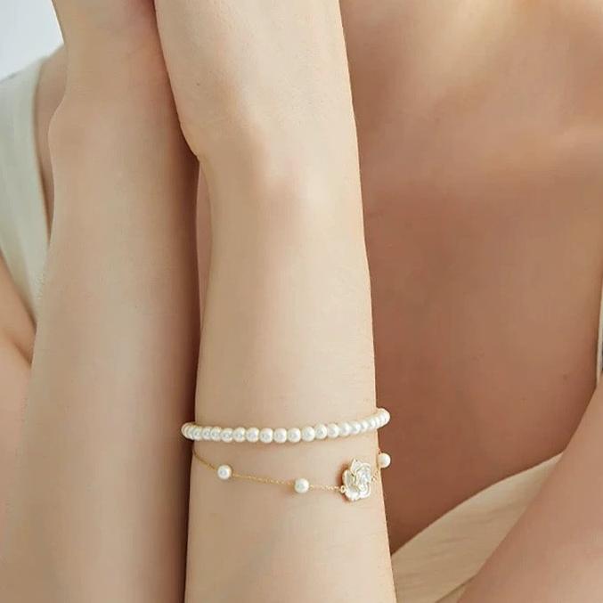 PEARL DOUBLE CHAIN BRACELET