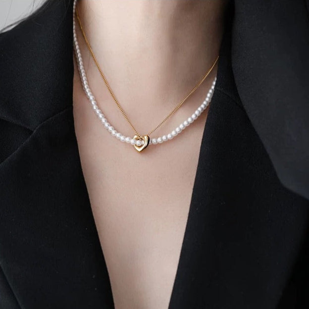 PERAL HEART NECKLACE