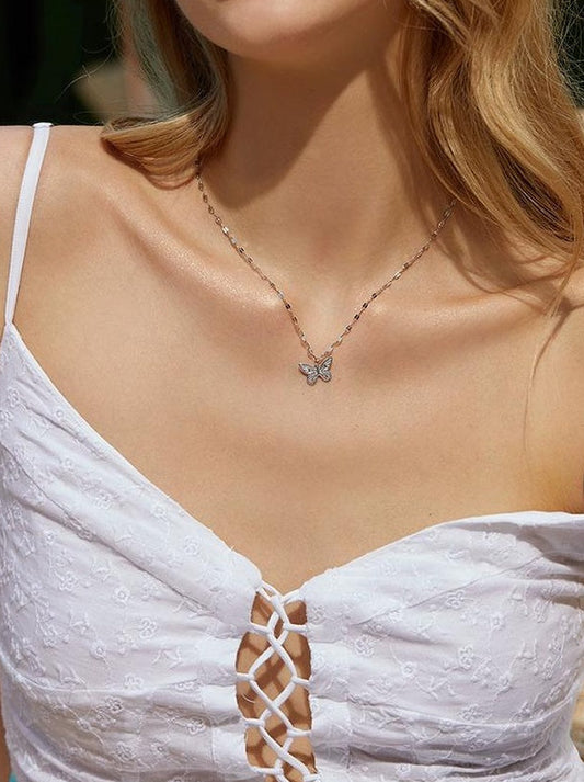 SILVER BUTTERFLY PENDANT NECKLACE