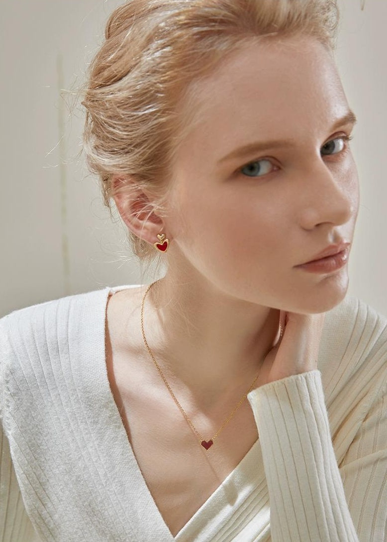 PEACH HEART CHOKER NECKLACE