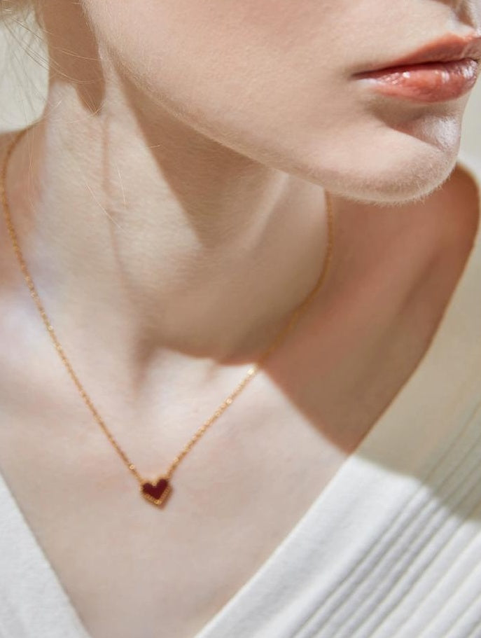 PEACH HEART CHOKER NECKLACE