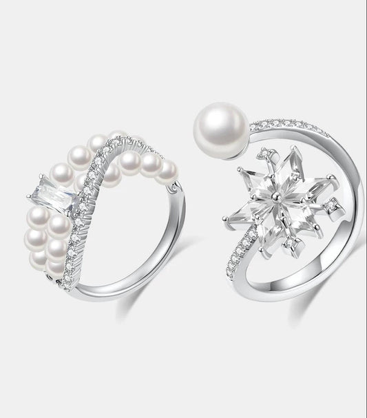 SNOWFLAKE PEARL RING