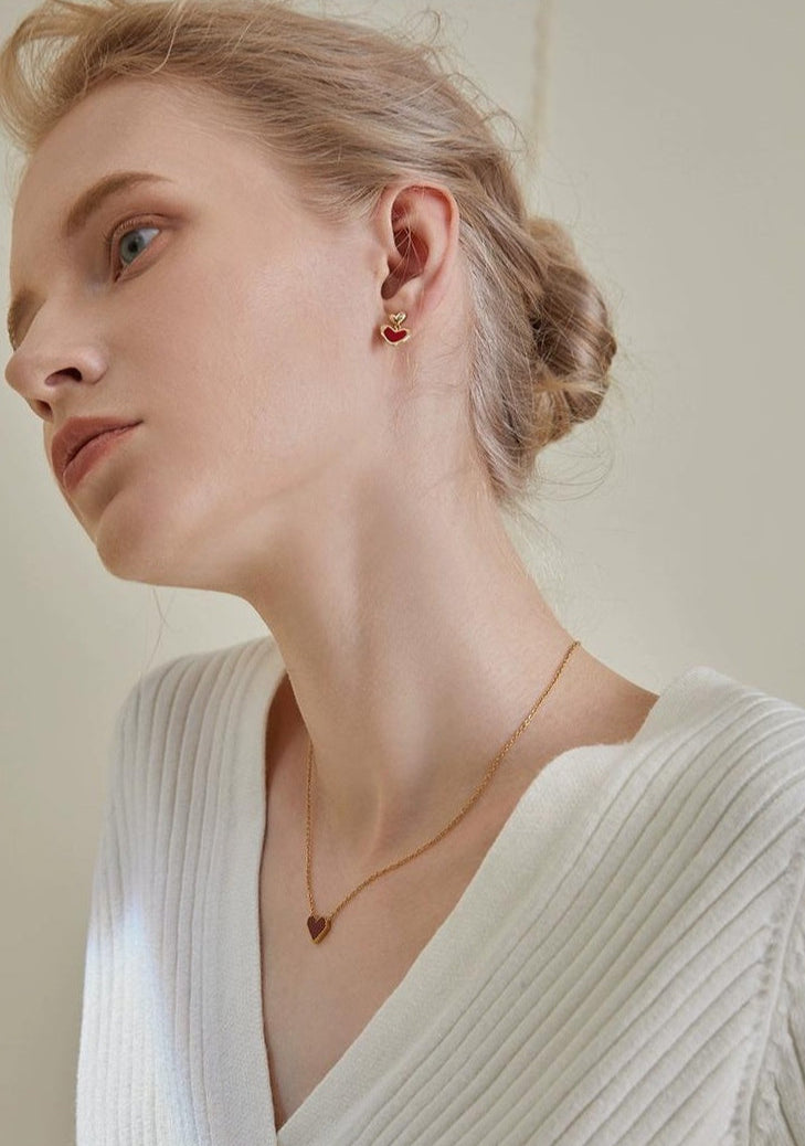 PEACH HEART CHOKER NECKLACE