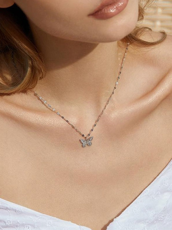 SILVER BUTTERFLY PENDANT NECKLACE