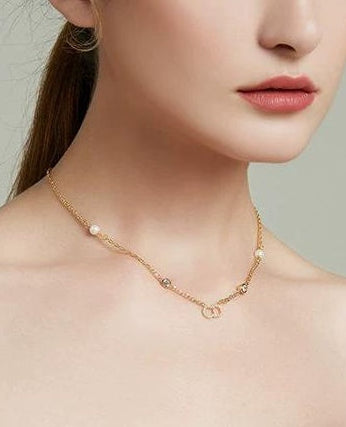 RHINESTONE PEARL NECKLACE