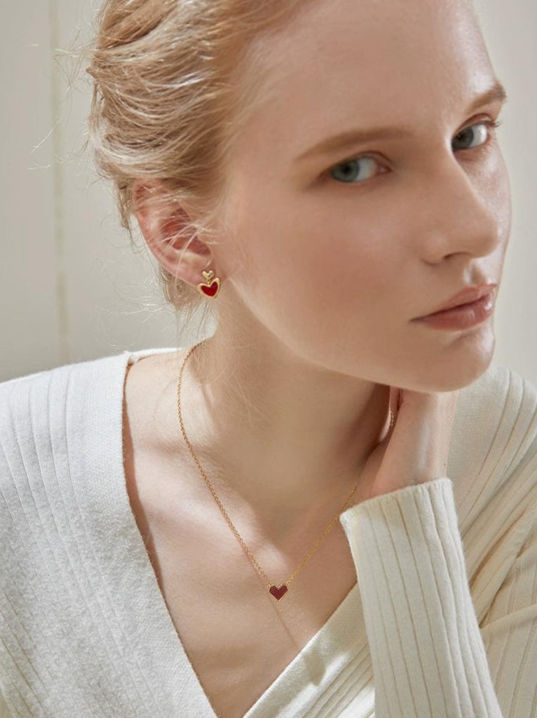 PEACH HEART CHOKER NECKLACE