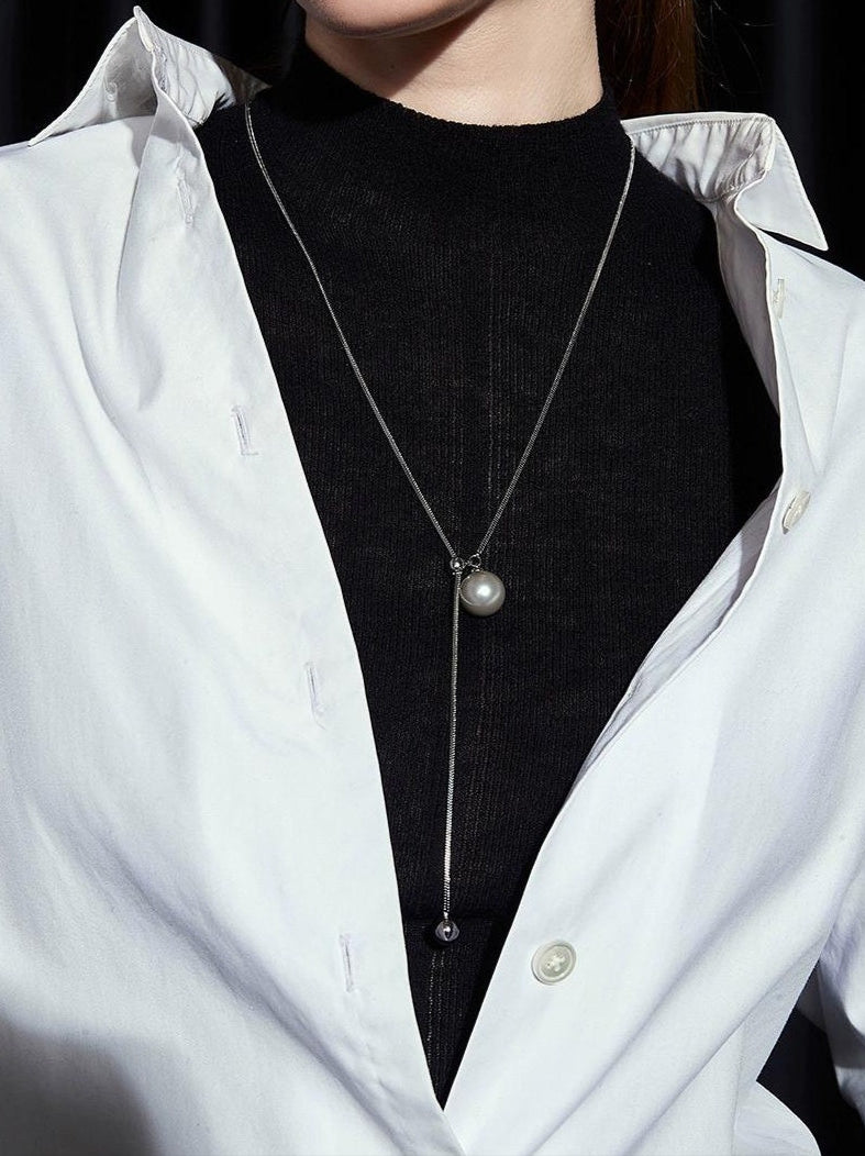 GRAY PEARL TASSEL NECKLACE