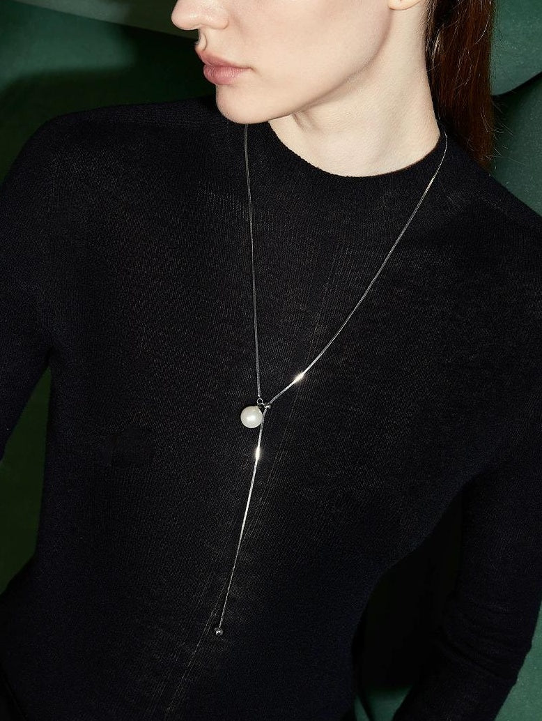 GRAY PEARL TASSEL NECKLACE