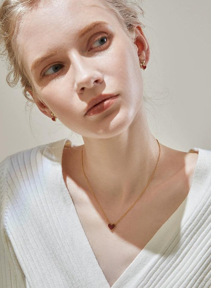 PEACH HEART CHOKER NECKLACE