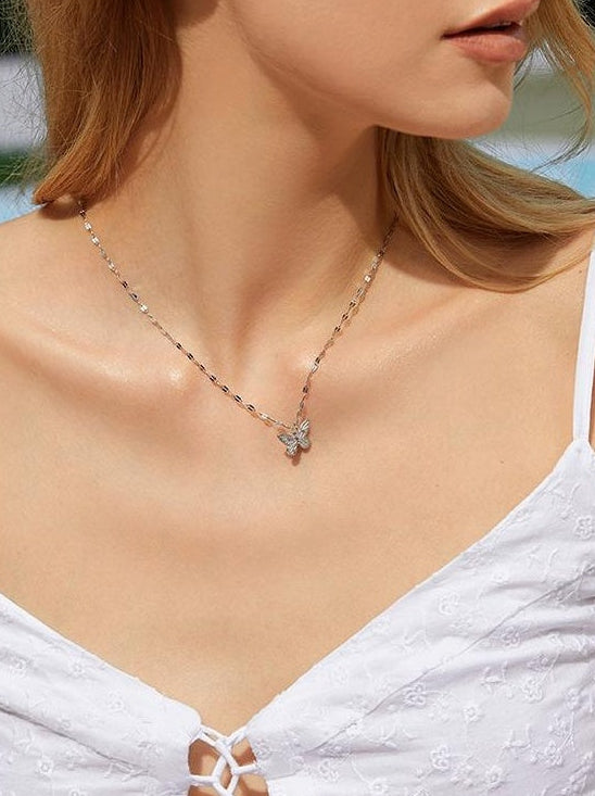 SILVER BUTTERFLY PENDANT NECKLACE