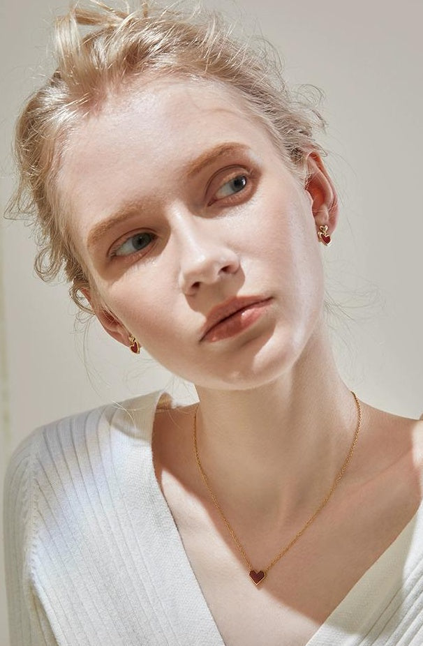 PEACH HEART CHOKER NECKLACE