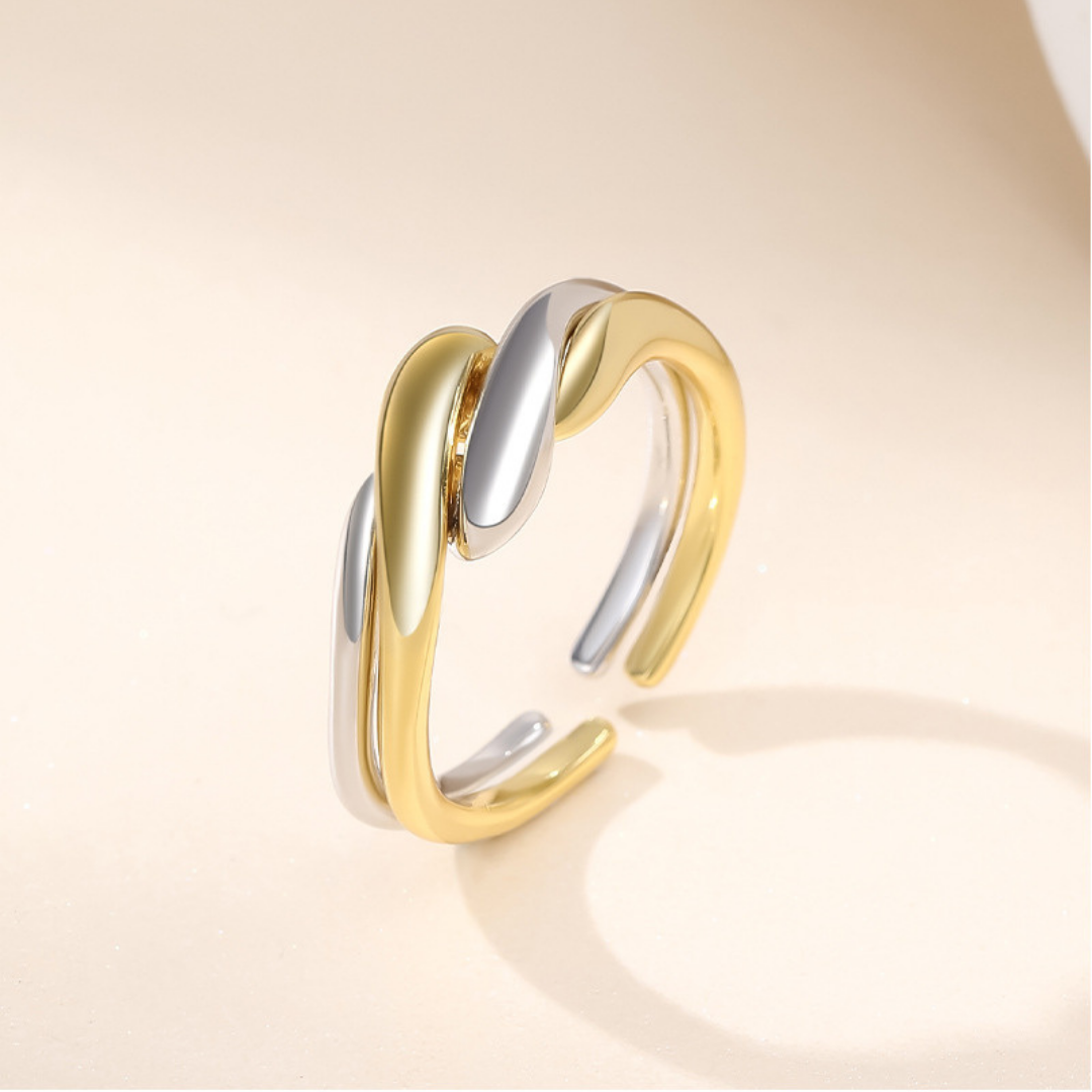 LUXE CROSS RING SET(WhiteGold x Gold)