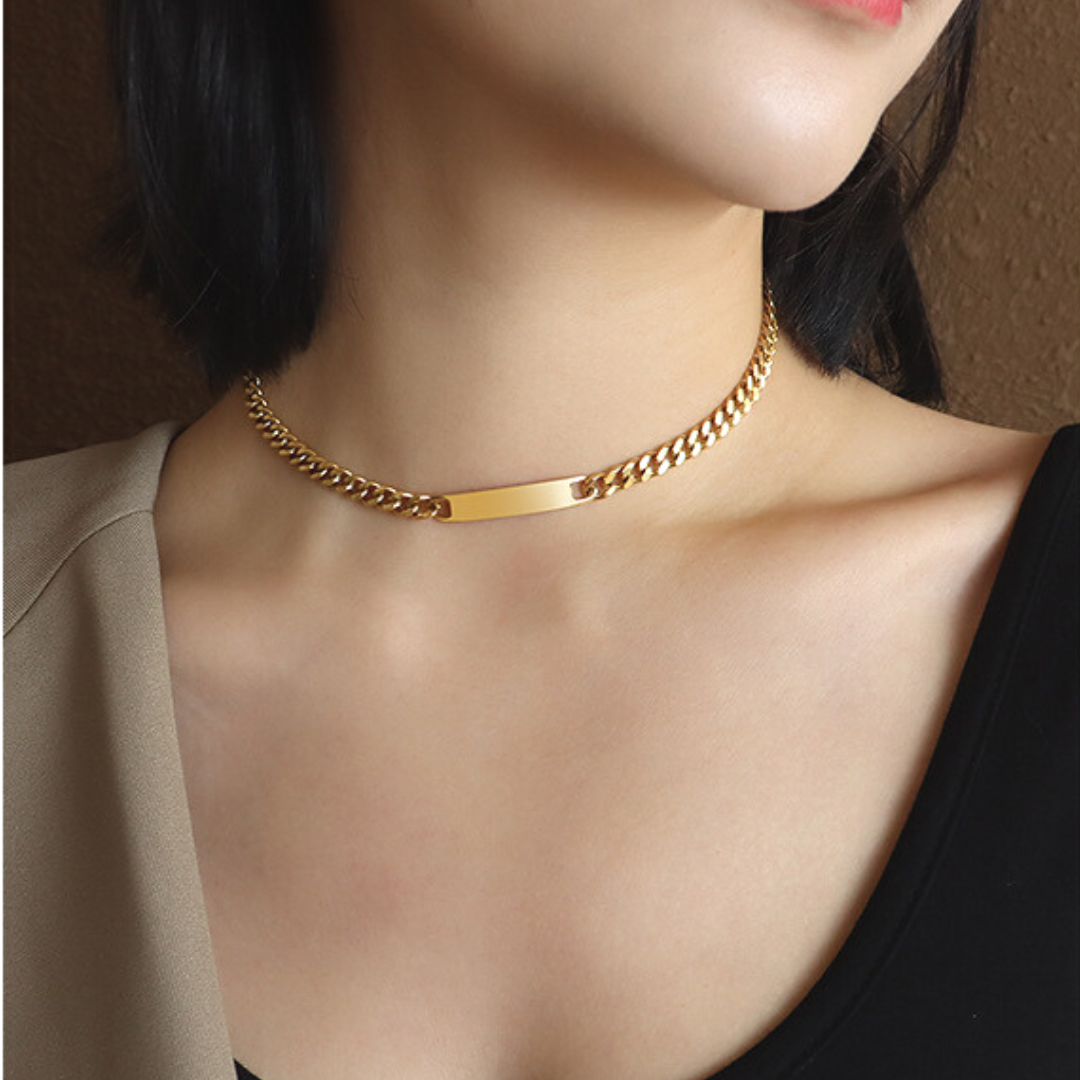 ELE PLATE CHAIN NECKLACE (all 2 colors)