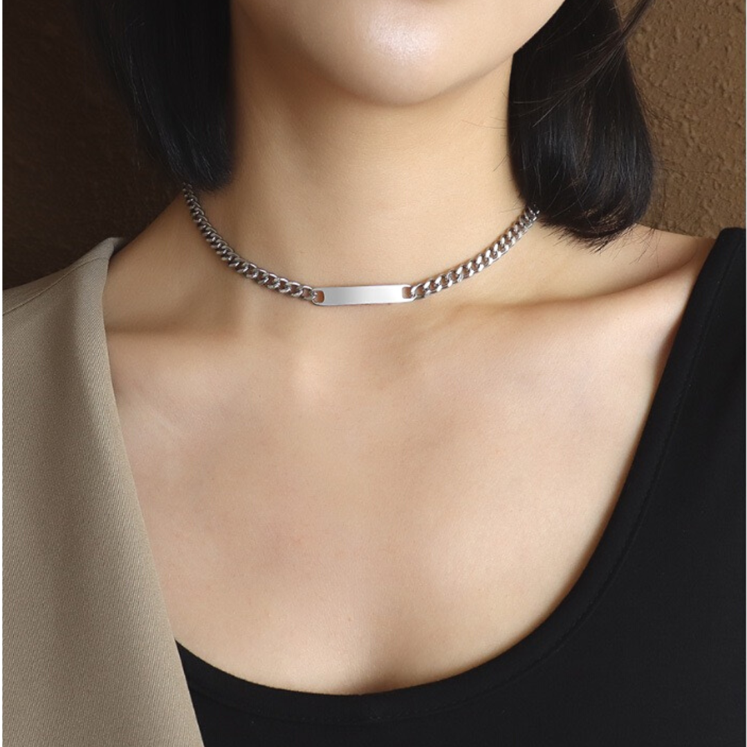 ELE PLATE CHAIN NECKLACE (all 2 colors)