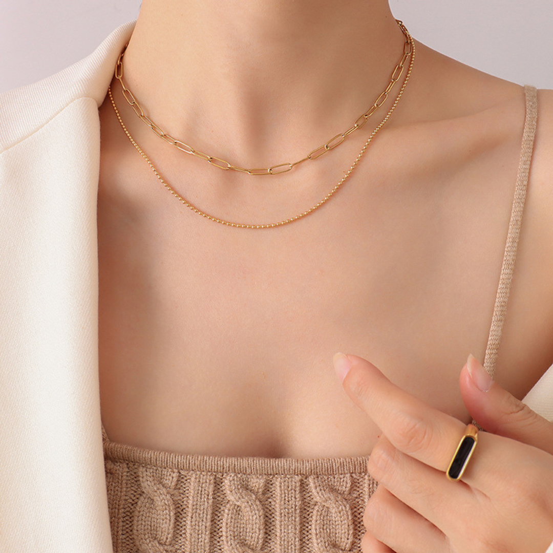 ELE DOUBLE LAYER NECKLACE (all 2 colors)