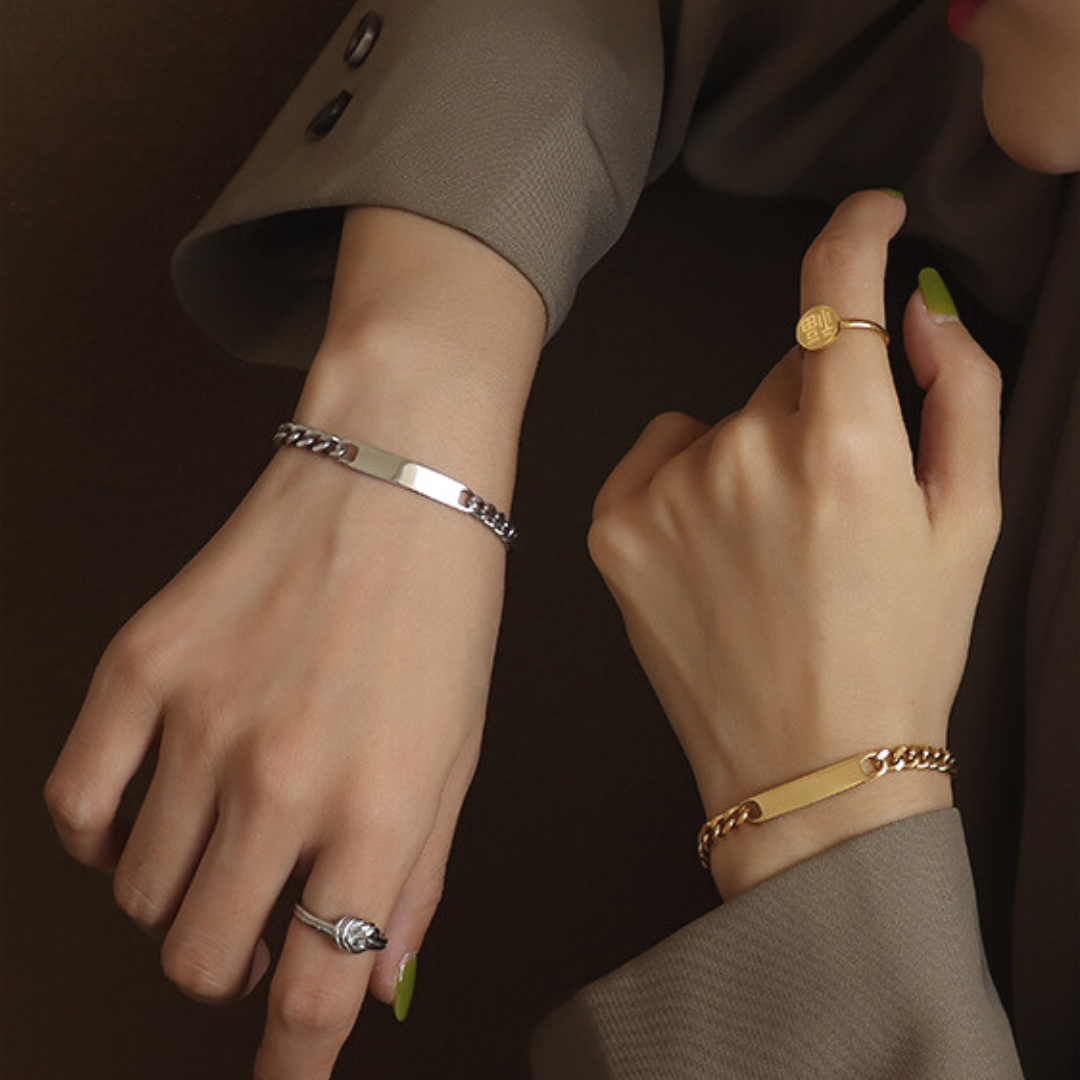 ELE PLATE CHAIN BRACELET(全2色)