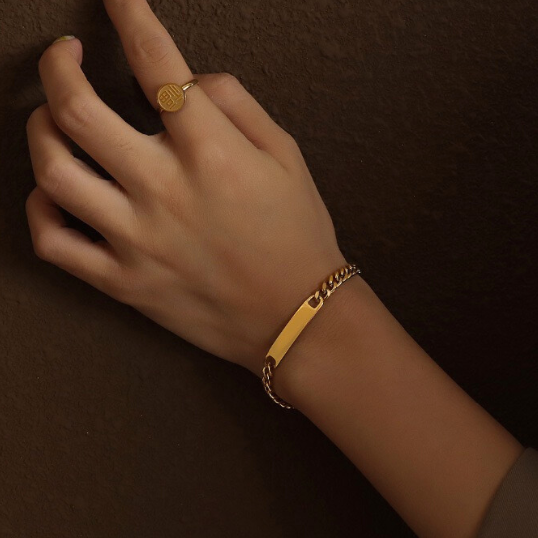 ELE PLATE CHAIN BRACELET(全2色)