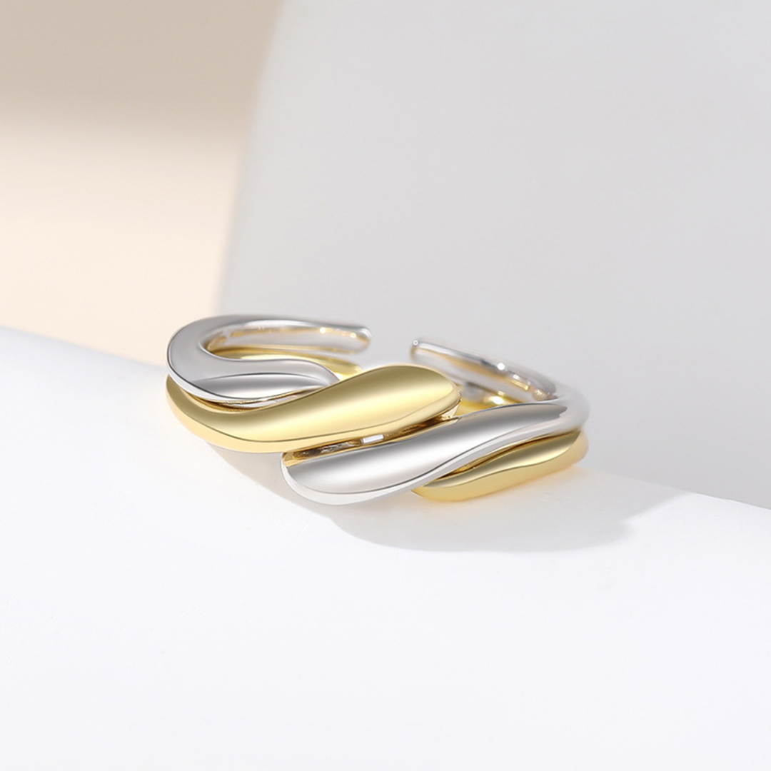 LUXE CROSS RING SET(WhiteGold x Gold)