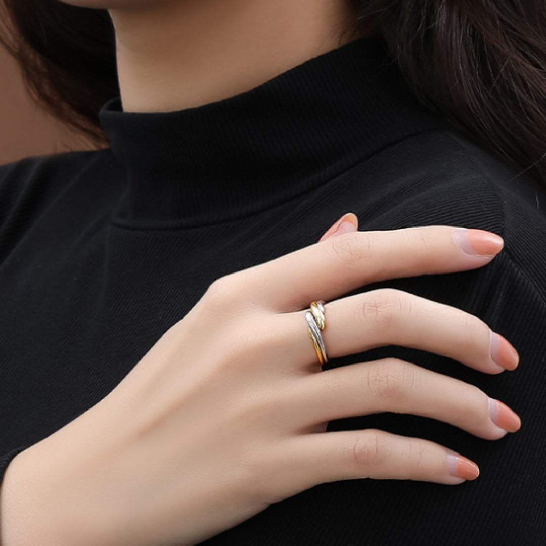 LUXE CROSS RING SET(WhiteGold x Gold)