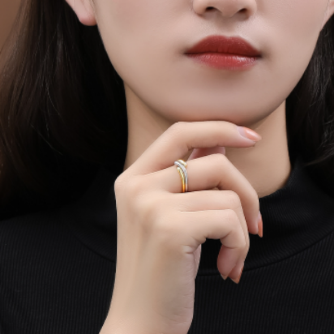 LUXE CROSS RING SET(WhiteGold x Gold)