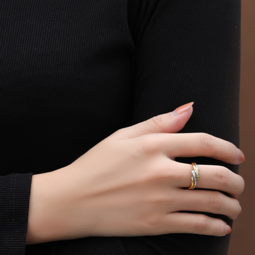 LUXE CROSS RING SET(WhiteGold x Gold)